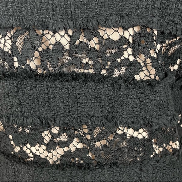 J Crew Top sz XS Black Lace Over Cream Inlay Sleeveless - Picture 8 of 13